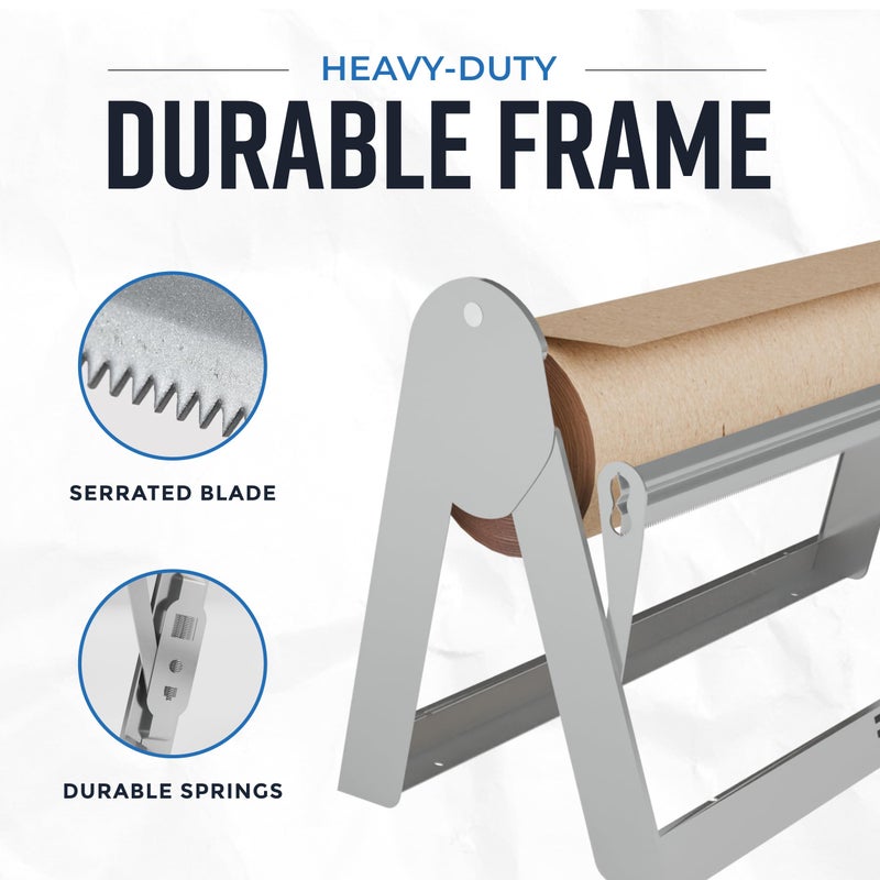 Bryco Goods - 18 Inches All Paper Roll Dispenser and Cutter Made of Heavy-Duty Steel Frame & Sharp Blade. Holds, Dispenses & Cuts. Wall Mountable & Non-Slip Tabletop. Ideal Butcher Paper Dispenser - Image 4